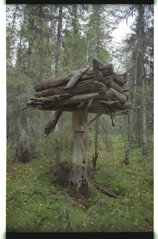 1920. aastatel ehitatud komi jahimeeste sammasait, sugukonna põliste jahiõiguste asitõend. Foto: Art Leete 2003